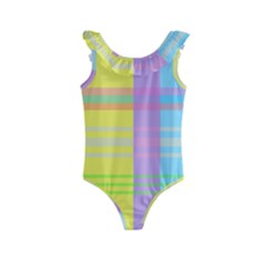 Easter Background Easter Plaid Kids  Frill Swimsuit