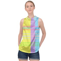 Easter Background Easter Plaid High Neck Satin Top