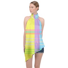 Easter Background Easter Plaid Halter Asymmetric Satin Top