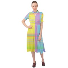 Easter Background Easter Plaid Keyhole Neckline Chiffon Dress