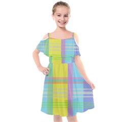 Easter Background Easter Plaid Kids  Cut Out Shoulders Chiffon Dress