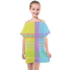 Easter Background Easter Plaid Kids  One Piece Chiffon Dress