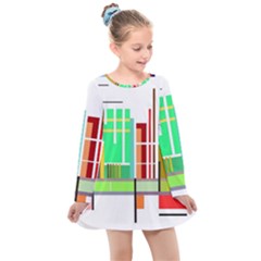 Business Finance Statistics Graphic Kids  Long Sleeve Dress by Simbadda