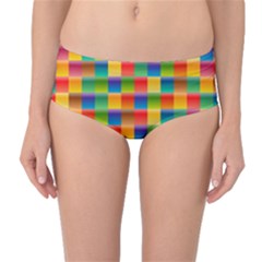 Background Colorful Abstract Mid-waist Bikini Bottoms by Simbadda