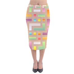 Abstract Background Colorful Velvet Midi Pencil Skirt