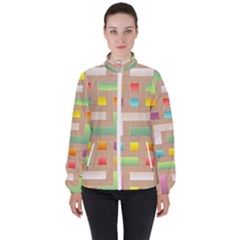 Abstract Background Colorful Women s High Neck Windbreaker by Simbadda