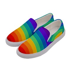 Rainbow Background Colorful Women s Canvas Slip Ons