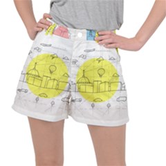 Urban City Skyline Sketch Ripstop Shorts by Simbadda