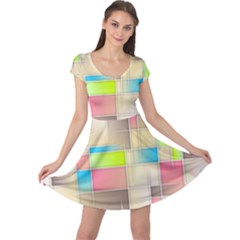 Background Abstract Grid Cap Sleeve Dress by Simbadda