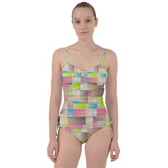 Background Abstract Grid Sweetheart Tankini Set by Simbadda