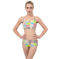 Background Abstract Grid Layered Top Bikini Set by Simbadda