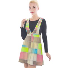 Background Abstract Grid Plunge Pinafore Velour Dress by Simbadda