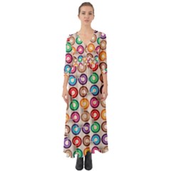 Seamless Pattern Background Abstract Button Up Boho Maxi Dress