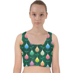 Tulips Seamless Pattern Background Velvet Racer Back Crop Top by Simbadda