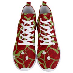 Mistletoe Christmas Texture Advent Men s Lightweight High Top Sneakers by Simbadda