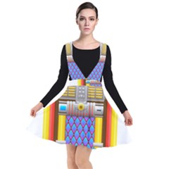 Jukebox Music Record Player Retro Plunge Pinafore Dress