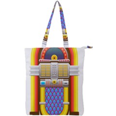 Jukebox Music Record Player Retro Double Zip Up Tote Bag by Simbadda