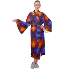 Background Colorful Abstract Maxi Tie Front Velour Kimono by Simbadda