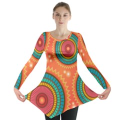 Background Texture Mosaic Long Sleeve Tunic  by Simbadda