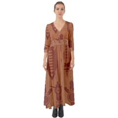 Background Non Seamless Pattern Button Up Boho Maxi Dress