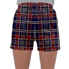 Plaid Tartan Scottish Navy Gold Sleepwear Shorts by Simbadda