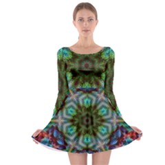 Art Background Flames Long Sleeve Skater Dress