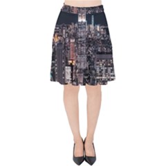 Architecture Buildings City Velvet High Waist Skirt by Simbadda