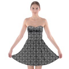 Pattern Background Black And White Strapless Bra Top Dress by Simbadda