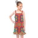 Misc shapes on an orange background             Kids  Overall Dress View1