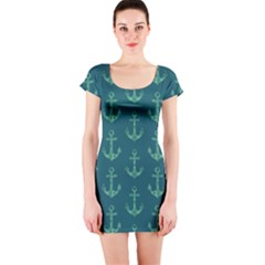 Mermaid Anchors Short Sleeve Bodycon Dress by VeataAtticus