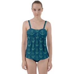 Mermaid Anchors Twist Front Tankini Set