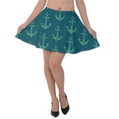 Mermaid Anchors Velvet Skater Skirt by VeataAtticus