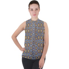 Florals Striving To Be In The Hole World As Free Mock Neck Chiffon Sleeveless Top by pepitasart