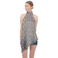 Florals Striving To Be In The Hole World As Free Halter Asymmetric Satin Top by pepitasart