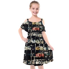 Art Design Color Banner Wallpaper Kids  Cut Out Shoulders Chiffon Dress by Simbadda