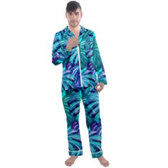 Leaves Tropical Palma Jungle Men s Satin Pajamas Long Pants Set