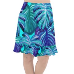 Leaves Tropical Palma Jungle Fishtail Chiffon Skirt by Simbadda