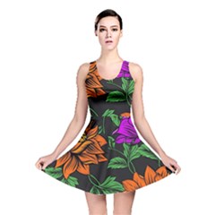 Floral Background Drawing Reversible Skater Dress