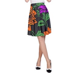 Floral Background Drawing A-Line Skirt