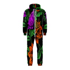 Floral Background Drawing Hooded Jumpsuit (Kids)