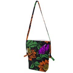 Floral Background Drawing Folding Shoulder Bag