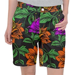 Floral Background Drawing Pocket Shorts