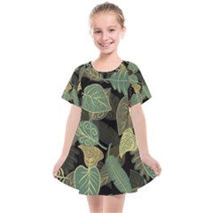 Autumn Fallen Leaves Dried Leaves Kids  Smock Dress by Simbadda