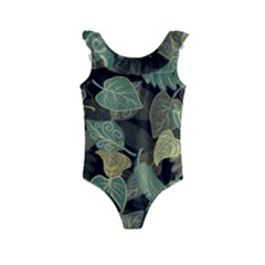 Autumn Fallen Leaves Dried Leaves Kids  Frill Swimsuit by Simbadda