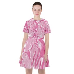 Marble Painting Texture Pattern Pink Sailor Dress