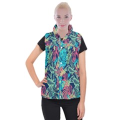 Leaves Tropical Picture Plant Women s Button Up Vest by Simbadda