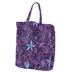 Stamping Pattern Leaves Drawing Giant Grocery Tote by Simbadda