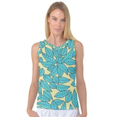 Leaves Dried Leaves Stamping Blue Yellow Women s Basketball Tank Top by Simbadda