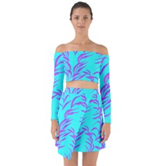 Branches Leaves Colors Summer Off Shoulder Top With Skirt Set by Simbadda