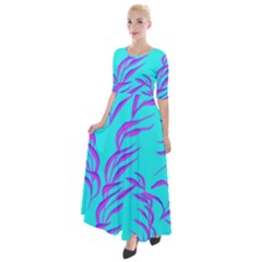 Branches Leaves Colors Summer Half Sleeves Maxi Dress by Simbadda